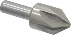 Interstate - 1" Head Diam, 1/2" Shank Diam, 6 Flute 82° High Speed Steel Countersink - Bright Finish, 2-3/4" OAL, Single End, Straight Shank, Right Hand Cut - Benchmark Tooling