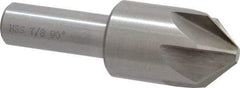 Interstate - 7/8" Head Diam, 1/2" Shank Diam, 6 Flute 90° High Speed Steel Countersink - Bright Finish, 2-3/4" OAL, Single End, Straight Shank, Right Hand Cut - Benchmark Tooling