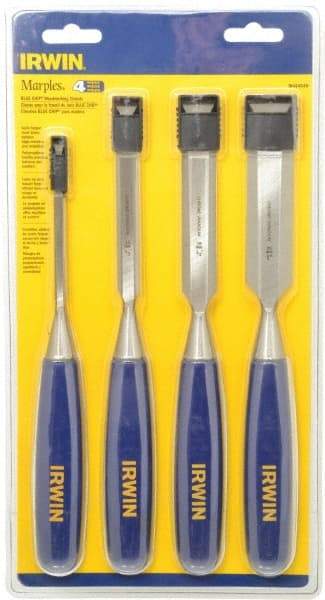 Irwin - 4 Piece Wood Chisel Set - 10-3/4" OAL, Sizes Included 1/4 to 1" - Benchmark Tooling