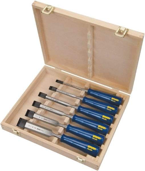 Irwin - 6 Piece Wood Chisel Set - 10-3/4" OAL, Sizes Included 1/4 to 1-1/4" - Benchmark Tooling