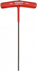 Bondhus - 2.5mm Hex, T-Handle Cushion Grip, Hex Key - 9" OAL, Metric System of Measurement - Benchmark Tooling