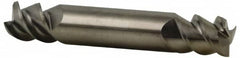 Accupro - 1/4", 3/8" LOC, 1/4" Shank Diam, 2-1/2" OAL, 3 Flute, Solid Carbide Square End Mill - Double End, Uncoated, Spiral Flute, 60° Helix, Centercutting, Right Hand Cut, Right Hand Flute - Benchmark Tooling