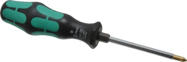 Wera - #1, 7" OAL, Standard Phillips Screwdriver - 3-1/8" Blade Length, Hexagon Shank, Ergonomic Handle - Benchmark Tooling