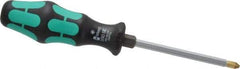 Wera - #2, 8" OAL, Standard Phillips Screwdriver - 4" Blade Length, Hexagon Shank, Ergonomic Handle - Benchmark Tooling