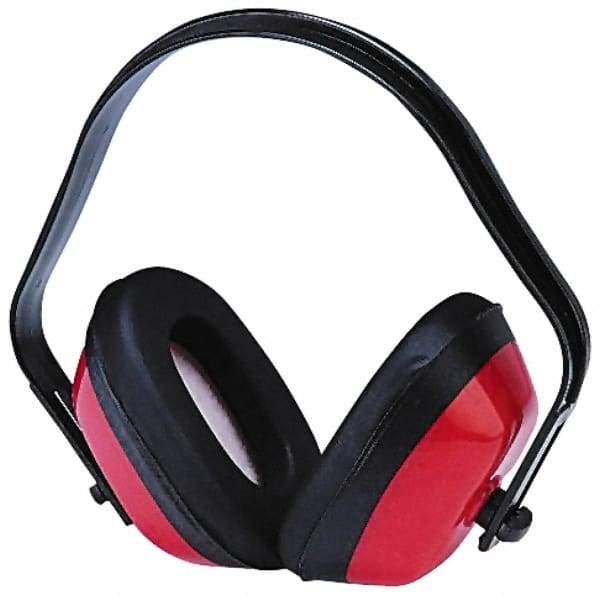 PRO-SAFE - Three Position Black & Red PVC Leather Cushion Earmuffs - 15 NRR Rating, Adjustable Headband - Benchmark Tooling