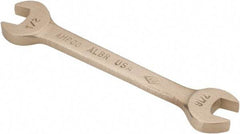 Ampco - 7/16" x 1/2" Nonsparking Open End Wrench - 5" OAL, Double End, Plain Finish, 15° Head Angle - Benchmark Tooling