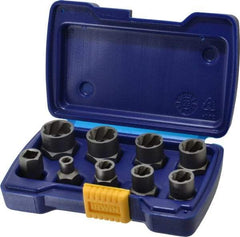 Irwin Hanson - 9 Piece Bolt Extractor Set - 3/8" Drive, Molded Plastic Case - Benchmark Tooling