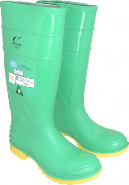 Dunlop Protective Footwear - Men's Size 6 Medium Width Steel Knee Boot - Green, PVC Upper, 16" High, Chemical Resistant, Dielectric, Non-Slip - Benchmark Tooling