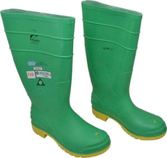 Dunlop Protective Footwear - Men's Size 8 Medium Width Steel Knee Boot - Green, PVC Upper, 16" High, Chemical Resistant, Dielectric, Non-Slip - Benchmark Tooling