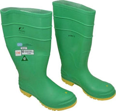 Dunlop Protective Footwear - Men's Size 9 Medium Width Steel Knee Boot - Green, PVC Upper, 16" High, Chemical Resistant, Dielectric, Non-Slip - Benchmark Tooling