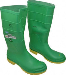 Dunlop Protective Footwear - Men's Size 11 Medium Width Steel Knee Boot - Green, PVC Upper, 16" High, Chemical Resistant, Dielectric, Non-Slip - Benchmark Tooling