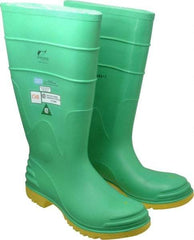 Dunlop Protective Footwear - Men's Size 12 Medium Width Steel Knee Boot - Green, PVC Upper, 16" High, Chemical Resistant, Dielectric, Non-Slip - Benchmark Tooling