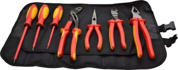 Knipex - 7 Piece Insulated Hand Tool Set - Comes in Tool Roll - Benchmark Tooling