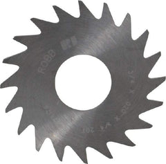 RobbJack - 3/4" Diam x 0.02" Blade Thickness x 1/4" Arbor Hole Diam, 20 Tooth Slitting and Slotting Saw - Arbor Connection, Right Hand, Uncoated, Solid Carbide, Concave Ground - Benchmark Tooling