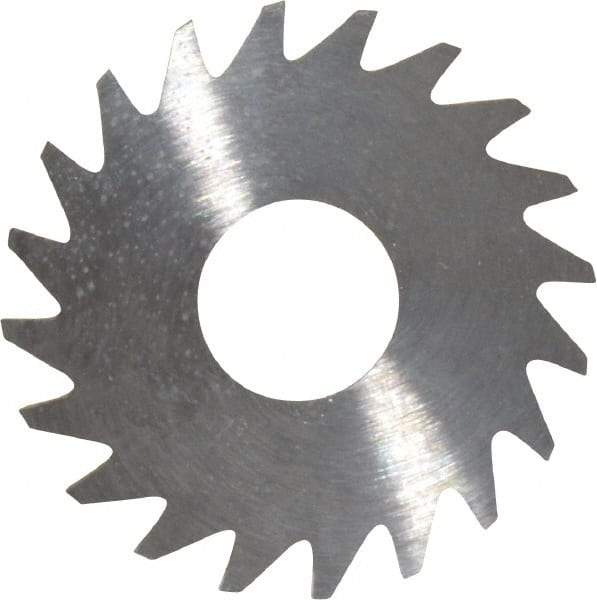 RobbJack - 3/4" Diam x 0.025" Blade Thickness x 1/4" Arbor Hole Diam, 20 Tooth Slitting and Slotting Saw - Arbor Connection, Right Hand, Uncoated, Solid Carbide, Concave Ground - Benchmark Tooling