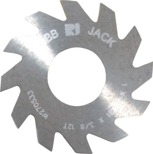 RobbJack - 1" Diam x 0.0781" Blade Thickness x 3/8" Arbor Hole Diam, 12 Tooth Slitting and Slotting Saw - Arbor Connection, Right Hand, Uncoated, Solid Carbide, Concave Ground - Benchmark Tooling