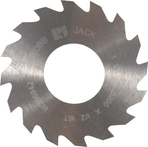 RobbJack - 1-1/4" Diam x 0.02" Blade Thickness x 1/2" Arbor Hole Diam, 16 Tooth Slitting and Slotting Saw - Arbor Connection, Right Hand, Uncoated, Solid Carbide, Concave Ground - Benchmark Tooling