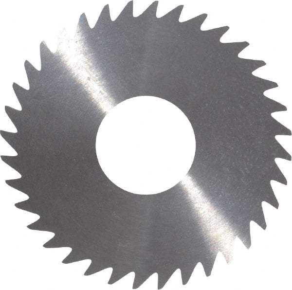 RobbJack - 1-1/2" Diam x 0.023" Blade Thickness x 1/2" Arbor Hole Diam, 36 Tooth Slitting and Slotting Saw - Arbor Connection, Right Hand, Uncoated, Solid Carbide, Concave Ground - Benchmark Tooling