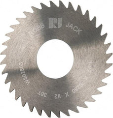 RobbJack - 1-1/2" Diam x 0.028" Blade Thickness x 1/2" Arbor Hole Diam, 36 Tooth Slitting and Slotting Saw - Arbor Connection, Right Hand, Uncoated, Solid Carbide, Concave Ground - Benchmark Tooling