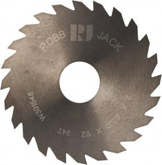 RobbJack - 2" Diam x 0.02" Blade Thickness x 1/2" Arbor Hole Diam, 24 Tooth Slitting and Slotting Saw - Arbor Connection, Right Hand, Uncoated, Solid Carbide, Concave Ground - Benchmark Tooling