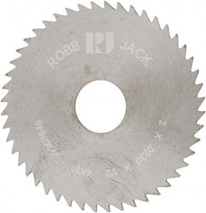 RobbJack - 2" Diam x 0.023" Blade Thickness x 1/2" Arbor Hole Diam, 48 Tooth Slitting and Slotting Saw - Arbor Connection, Right Hand, Uncoated, Solid Carbide, Concave Ground - Benchmark Tooling