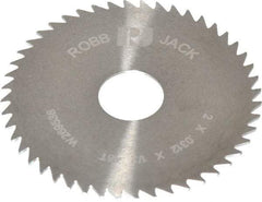 RobbJack - 2" Diam x 0.0312" Blade Thickness x 1/2" Arbor Hole Diam, 48 Tooth Slitting and Slotting Saw - Arbor Connection, Right Hand, Uncoated, Solid Carbide, Concave Ground - Benchmark Tooling