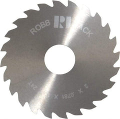 RobbJack - 2" Diam x 0.0781" Blade Thickness x 1/2" Arbor Hole Diam, 24 Tooth Slitting and Slotting Saw - Arbor Connection, Right Hand, Uncoated, Solid Carbide, Concave Ground - Benchmark Tooling