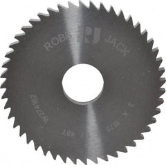 RobbJack - 2" Diam x 3/16" Blade Thickness x 1/2" Arbor Hole Diam, 48 Tooth Slitting and Slotting Saw - Arbor Connection, Right Hand, Uncoated, Solid Carbide, Concave Ground - Benchmark Tooling