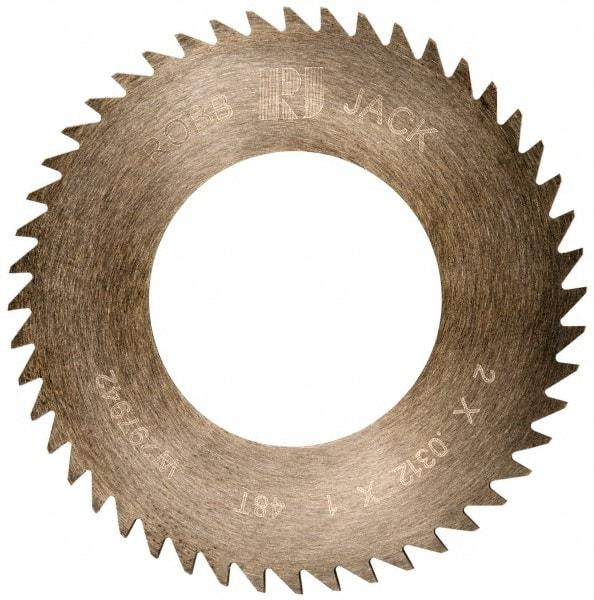 RobbJack - 2" Diam x 0.0312" Blade Thickness x 1" Arbor Hole Diam, 48 Tooth Slitting and Slotting Saw - Arbor Connection, Right Hand, Uncoated, Solid Carbide, Concave Ground - Benchmark Tooling