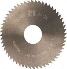 RobbJack - 2-1/4" Diam x 1/16" Blade Thickness x 5/8" Arbor Hole Diam, 56 Tooth Slitting and Slotting Saw - Arbor Connection, Right Hand, Uncoated, Solid Carbide, Concave Ground - Benchmark Tooling