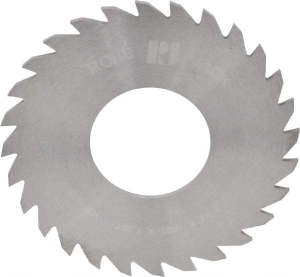 RobbJack - 2-1/2" Diam x 1/16" Blade Thickness x 1" Arbor Hole Diam, 28 Tooth Slitting and Slotting Saw - Arbor Connection, Right Hand, Uncoated, Solid Carbide, Concave Ground - Benchmark Tooling