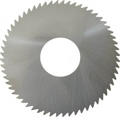 RobbJack - 3" Diam x 1/16" Blade Thickness x 1" Arbor Hole Diam, 60 Tooth Slitting and Slotting Saw - Arbor Connection, Right Hand, Uncoated, Solid Carbide, Concave Ground - Benchmark Tooling