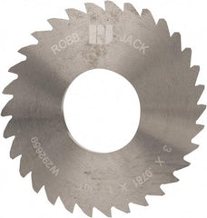 RobbJack - 3" Diam x 0.0781" Blade Thickness x 1" Arbor Hole Diam, 30 Tooth Slitting and Slotting Saw - Arbor Connection, Right Hand, Uncoated, Solid Carbide, Concave Ground - Benchmark Tooling