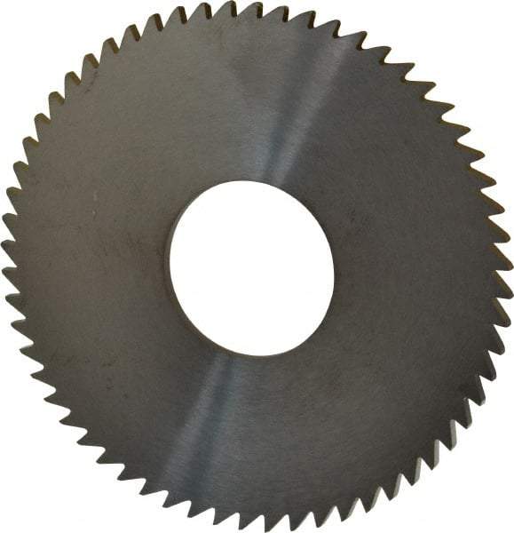 RobbJack - 3" Diam x 0.0937" Blade Thickness x 1" Arbor Hole Diam, 60 Tooth Slitting and Slotting Saw - Arbor Connection, Right Hand, Uncoated, Solid Carbide, Concave Ground - Benchmark Tooling