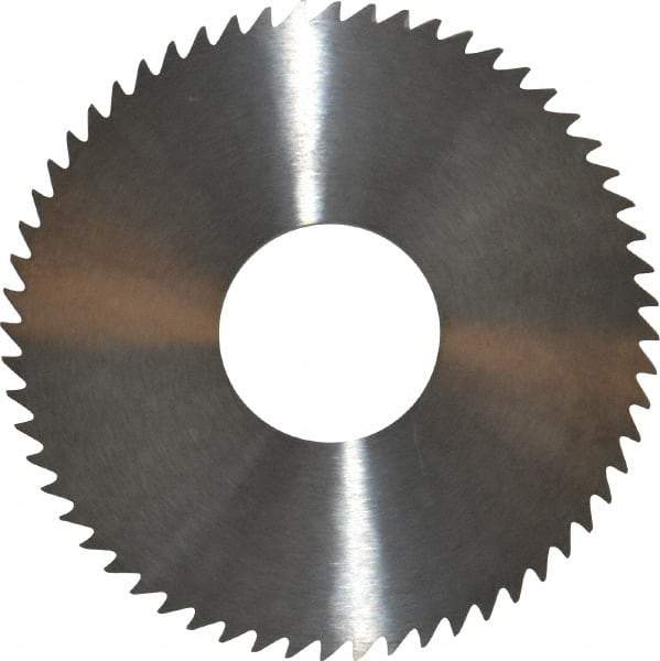 RobbJack - 3" Diam x 1/8" Blade Thickness x 1" Arbor Hole Diam, 60 Tooth Slitting and Slotting Saw - Arbor Connection, Right Hand, Uncoated, Solid Carbide, Concave Ground - Benchmark Tooling