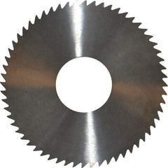 RobbJack - 3" Diam x 1/8" Blade Thickness x 1" Arbor Hole Diam, 60 Tooth Slitting and Slotting Saw - Arbor Connection, Right Hand, Uncoated, Solid Carbide, Concave Ground - Benchmark Tooling