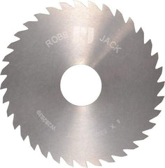 RobbJack - 4" Diam x 0.0312" Blade Thickness x 1" Arbor Hole Diam, 36 Tooth Slitting and Slotting Saw - Arbor Connection, Right Hand, Uncoated, Solid Carbide, Concave Ground - Benchmark Tooling