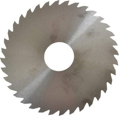 RobbJack - 4" Diam x 0.04" Blade Thickness x 1" Arbor Hole Diam, 36 Tooth Slitting and Slotting Saw - Arbor Connection, Right Hand, Uncoated, Solid Carbide, Concave Ground - Benchmark Tooling