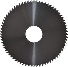 RobbJack - 4" Diam x 1/16" Blade Thickness x 1" Arbor Hole Diam, 72 Tooth Slitting and Slotting Saw - Arbor Connection, Right Hand, Uncoated, Solid Carbide, Concave Ground - Benchmark Tooling