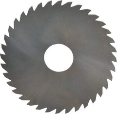 RobbJack - 4" Diam x 0.0937" Blade Thickness x 1" Arbor Hole Diam, 36 Tooth Slitting and Slotting Saw - Arbor Connection, Right Hand, Uncoated, Solid Carbide, Concave Ground - Benchmark Tooling