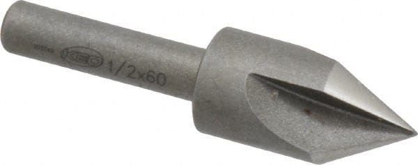 Keo - 1/2" Head Diam, 1/4" Shank Diam, 3 Flute 60° High Speed Steel Countersink - Benchmark Tooling