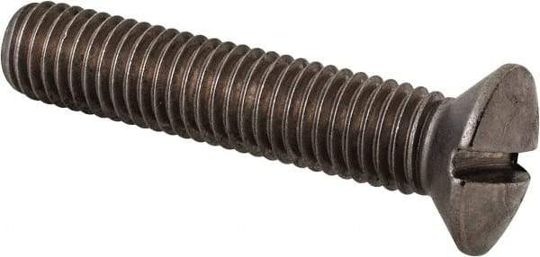Value Collection - M10x1.50 Metric Coarse, 50mm OAL Slotted Drive Machine Screw - Oval Head, Grade 18-8 & A2 Stainless Steel, Uncoated, Without Washer - Benchmark Tooling