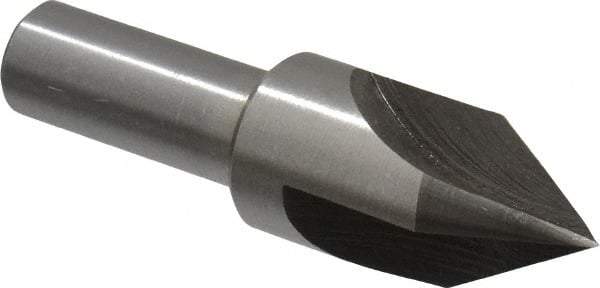 Interstate - 3/4" Head Diam, 1/2" Shank Diam, 3 Flute 60° High Speed Steel Countersink - Bright Finish, 2-3/4" OAL, Single End, Straight Shank, Right Hand Cut - Benchmark Tooling