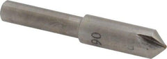 Interstate - 1/4" Head Diam, 3/16" Shank Diam, 3 Flute 90° High Speed Steel Countersink - Bright Finish, 2" OAL, Single End, Straight Shank, Right Hand Cut - Benchmark Tooling