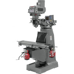 Jet - 9" Table Width x 49" Table Length, Variable Speed Pulley Control, 3 Phase Knee Milling Machine - R8 Spindle Taper, 3 hp - Benchmark Tooling