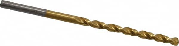 Cleveland - 1/8" 135° Cobalt Jobber Drill - TiN Finish, Right Hand Cut, Parabolic Flute, Straight Shank, 2-3/4" OAL, Split Point - Benchmark Tooling