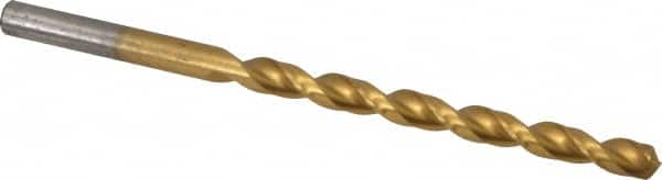 Cleveland - #6 135° Cobalt Jobber Drill - TiN Finish, Right Hand Cut, Parabolic Flute, Straight Shank, 3-3/4" OAL, Split Point - Benchmark Tooling