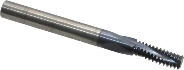 Accupro - M8x1.25 Metric Coarse, 0.235" Cutting Diam, 3 Flute, Solid Carbide Helical Flute Thread Mill - Internal Thread, 5/8" LOC, 2-1/2" OAL, 1/4" Shank Diam - Benchmark Tooling