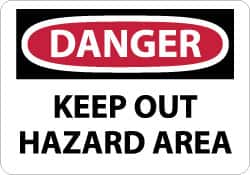 NMC - "Danger - Keep Out - Hazard Area", 10" Long x 14" Wide, Rigid Plastic Safety Sign - Rectangle, 0.05" Thick, Use for Accident Prevention - Benchmark Tooling