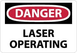 NMC - "Danger - Laser Operating", 10" Long x 14" Wide, Rigid Plastic Safety Sign - Rectangle, 0.05" Thick, Use for Accident Prevention - Benchmark Tooling